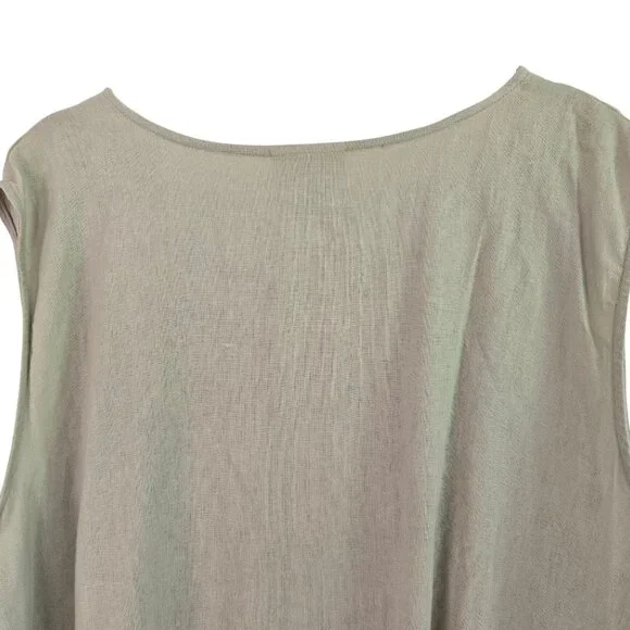 Anna Maxwell Womens Tan 2-Piece Twin Set Shirt & Tank Top Linen Blend 5X - Picture 10 of 16